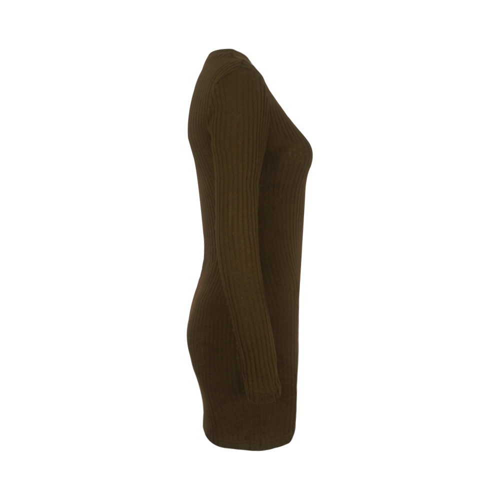 W25038-5 Трикотаж с длинным рукавом Bodycon Коктейльный Вечерний Свитер Мини-платье
